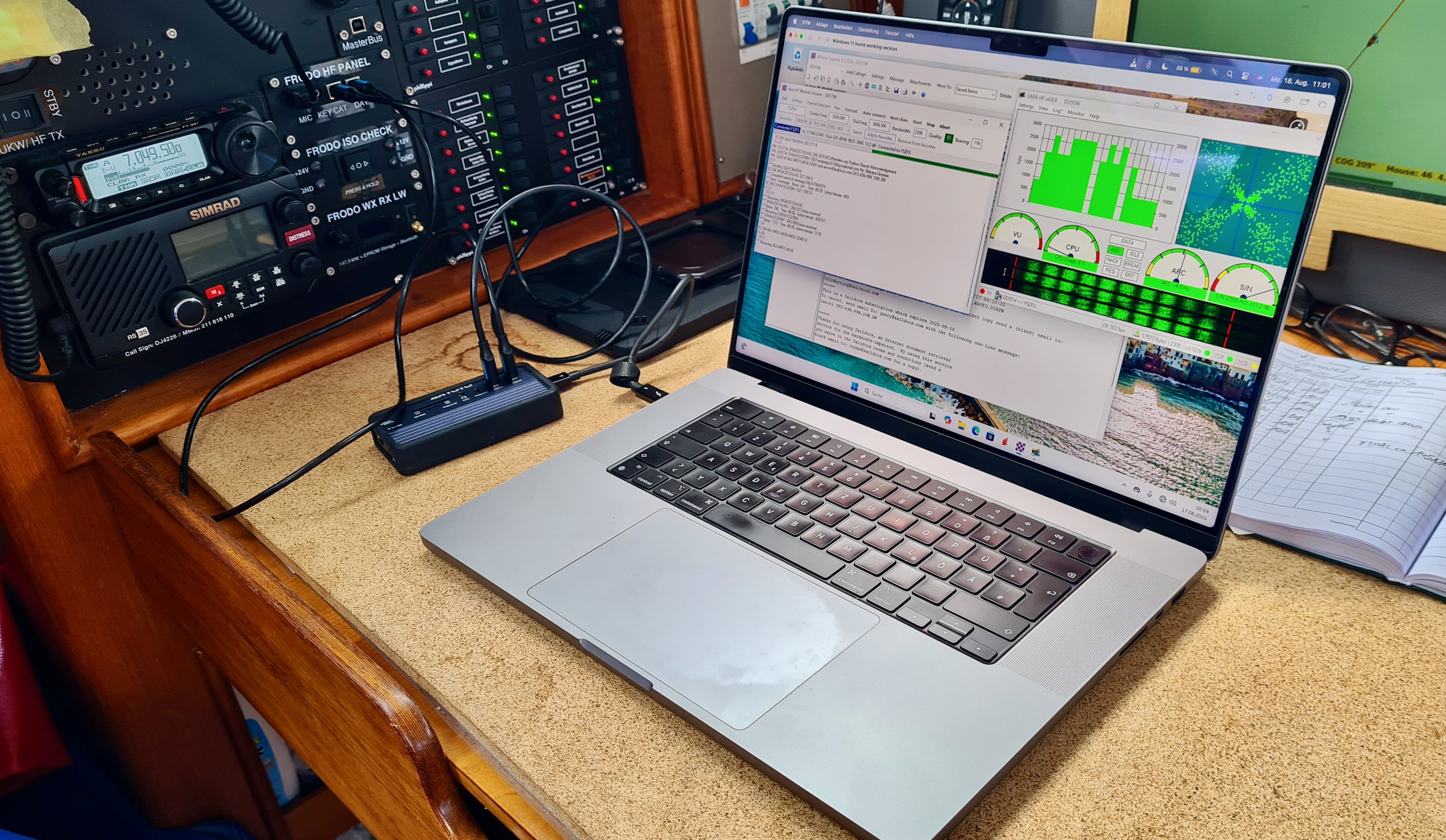 Wetterupdate mit Kurzwelle und Computer