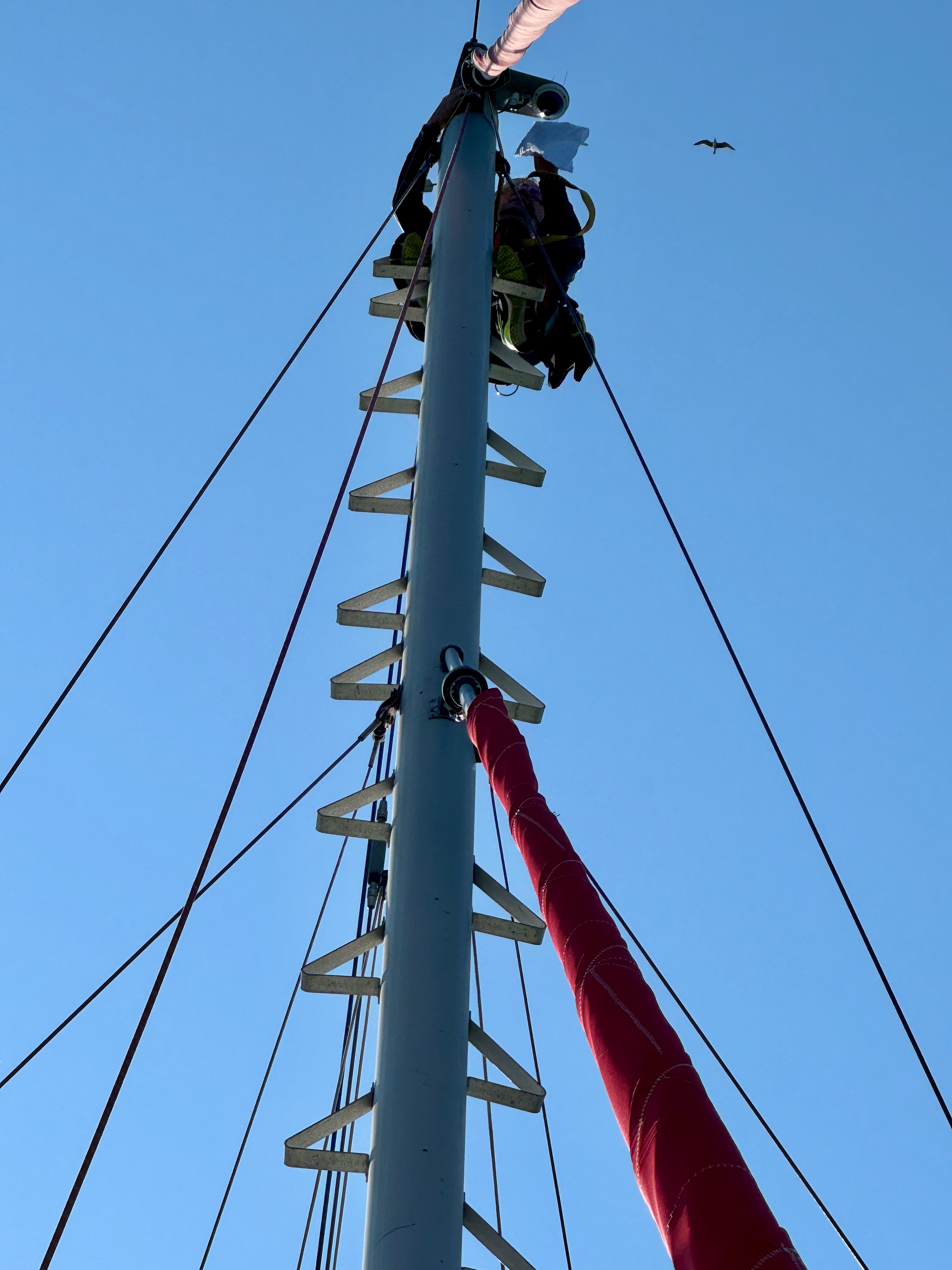 Punta Umbra Reparatur auf dem Mast