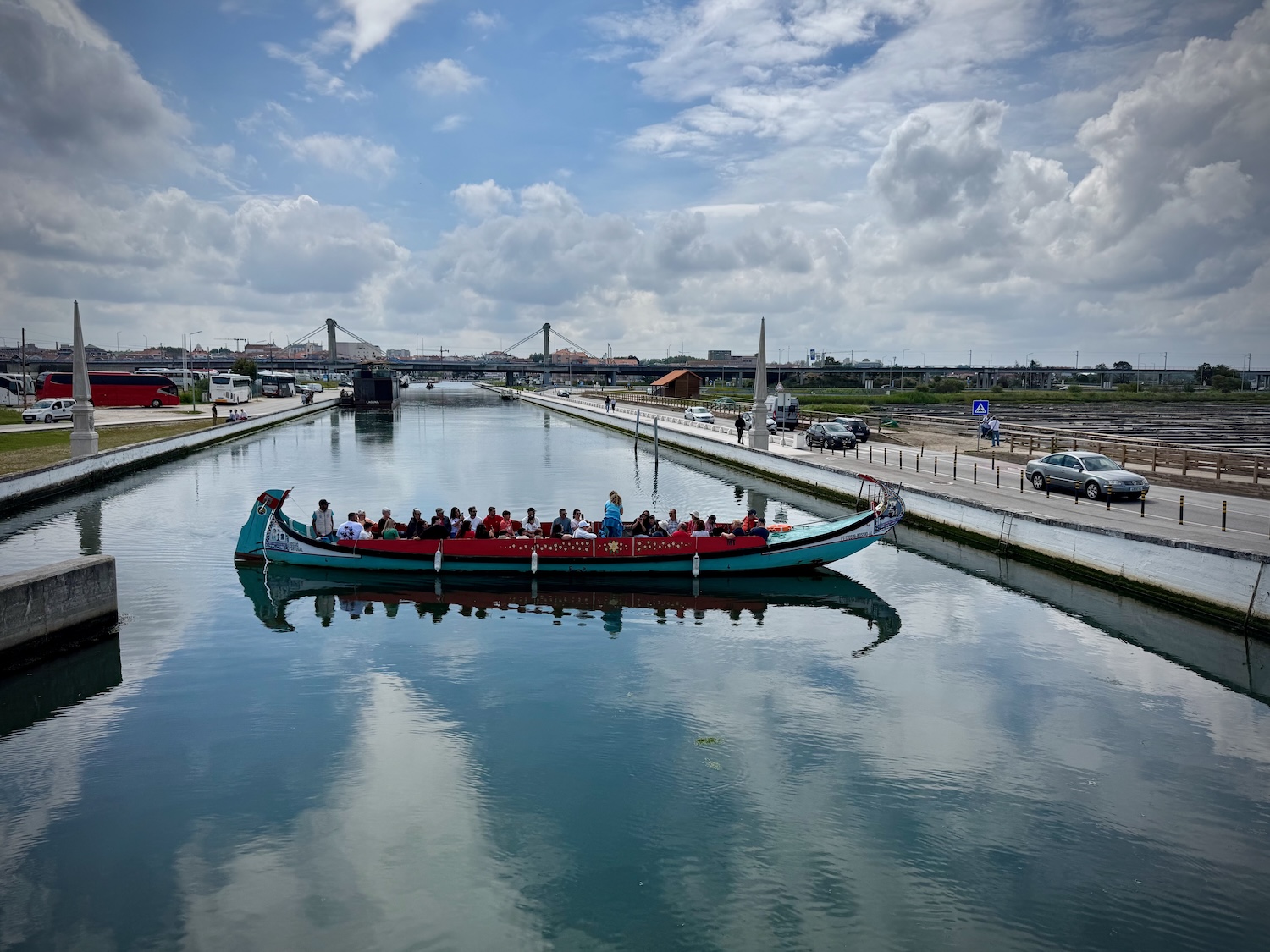 Aveiro Im Venedig Portugals Gondel vor Schleuse