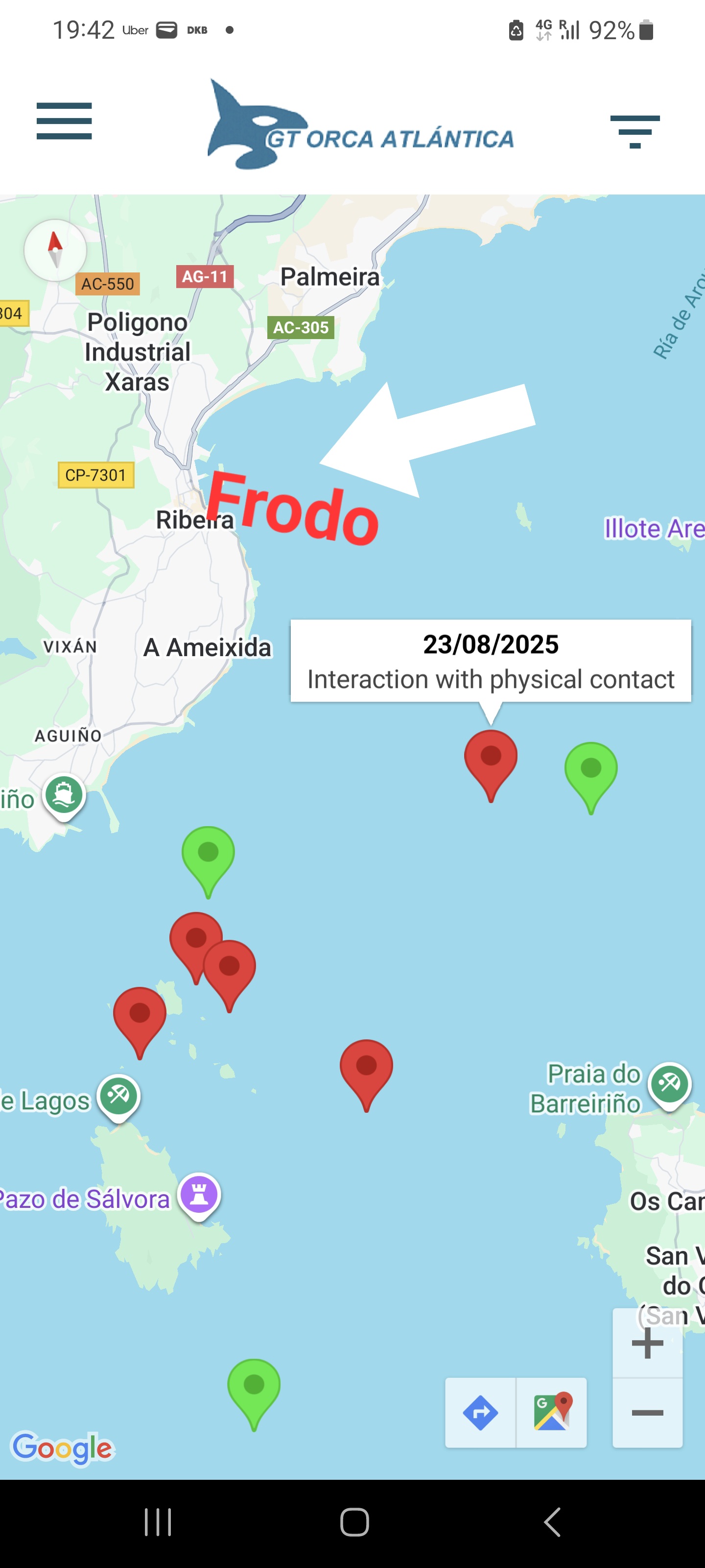 Orca-App zeigt die Gefahr vom Vortag